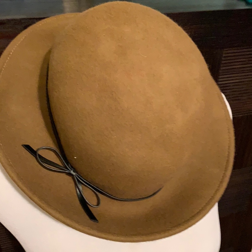 Beautiful wool cottage-core round brim  hat